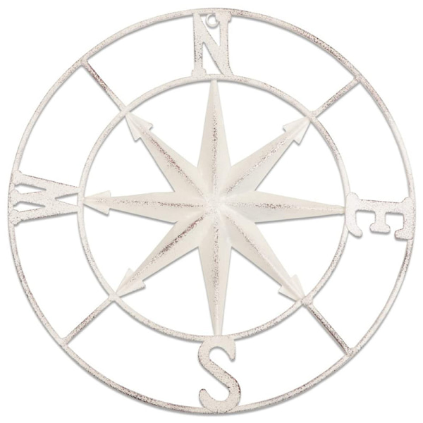 1 st vit distress metall kompass väggdekoration navigationsdekor