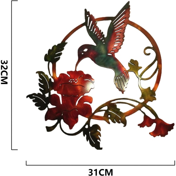 1 st 11,82" metall fågelsiluett, metallväggkonst, rund väggdekor