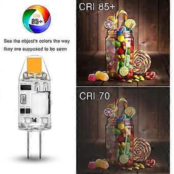 Nirvana g4 LED-lampor, 2W COB LED-lampor ersätter 20W halogenlampor, G4 LED-lampor 3000K varmvit 160LM 12V AC/DC, flimmerfritt, ej dimbara, 10-pack