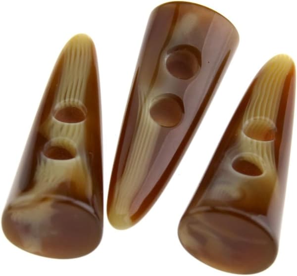 10 stk Store Horn Imitation Tand Toggle Knapper - Lys Kaffe - Com