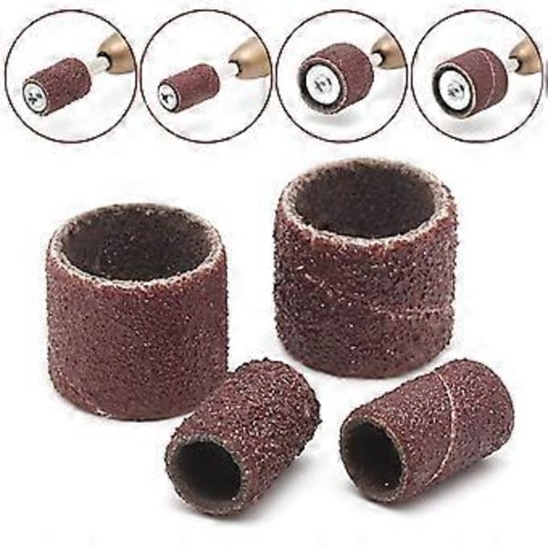 10 stk. 12,5 mm korn 80# slibebånd + 3,17 mm dorn roterende værktøj negleborebits brun