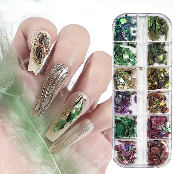Neglekunst til neglekunst, Manicure muslingeskalsfragment ornament fancy