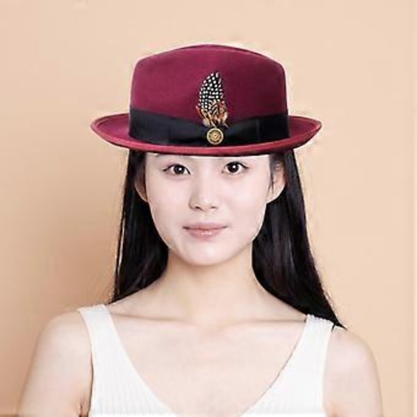 Fedora-hattu, klassinen trilby-hattu matkustamiseen, asusteeksi, häihin, juhliin, cosplay-käyttöön (punainen)
