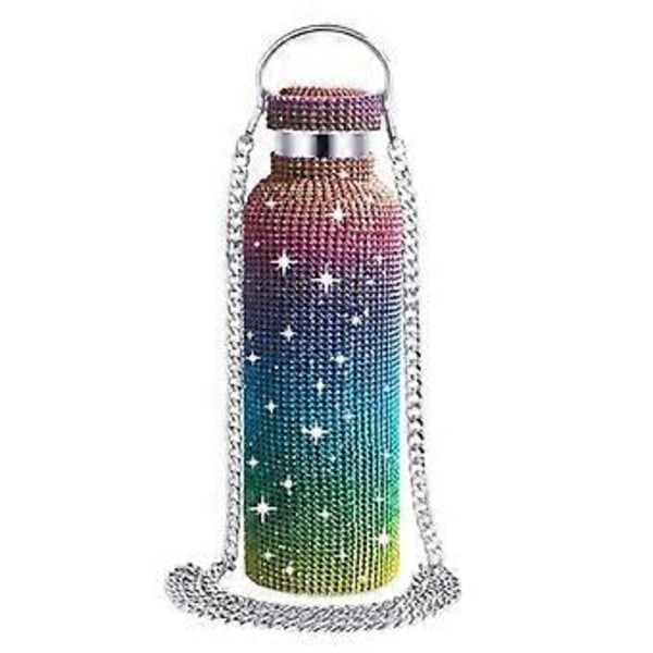 Diamant Vandflaske Bling Rhinestone Rustfrit Stål Termoflaske Colorful