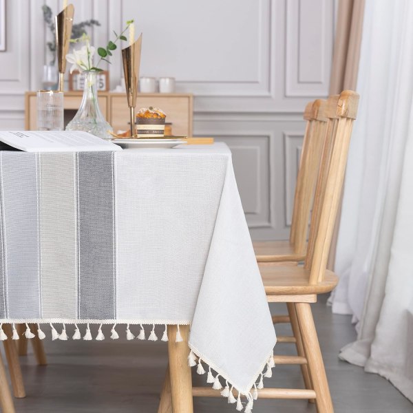 Grå bordsduk - Rektangulär bomullslinned bordsduk 140x240cm