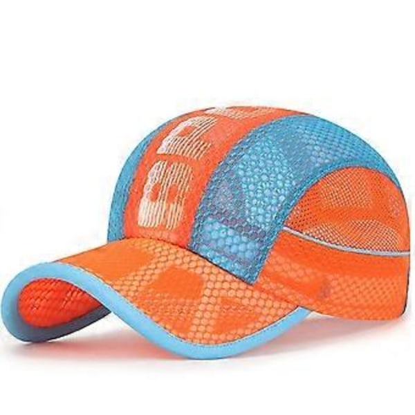 Børne Baseball Kasket Mesh Kasket Justerbar Trucker Kasket Åndbar Anti-UV Skygge Sommer Solhat blå orange orange
