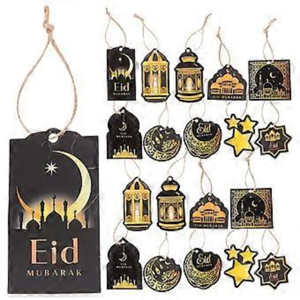 20 kpl Ramadan-koristeita Eid Mubarak -riippulippu Ramadan Mubarak Eid -juhlalipun koristeet Black