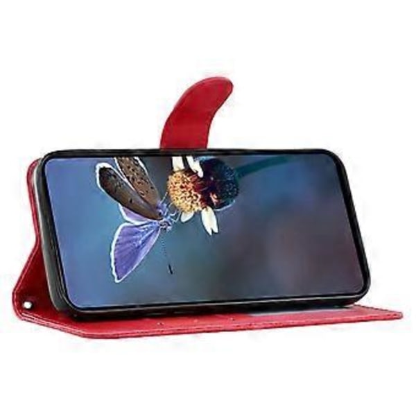 För Motorola Edge 50 Ultra 5G Fodral Spetsblommor PU Läder Flip Plånbok Telefonskal Red