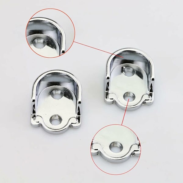 Klemme stangbrakett 6 stykker rundrørbrakett oval klesskap U-formet klesstangsbrakett for 25 mm diameter runde rør, sinklegering