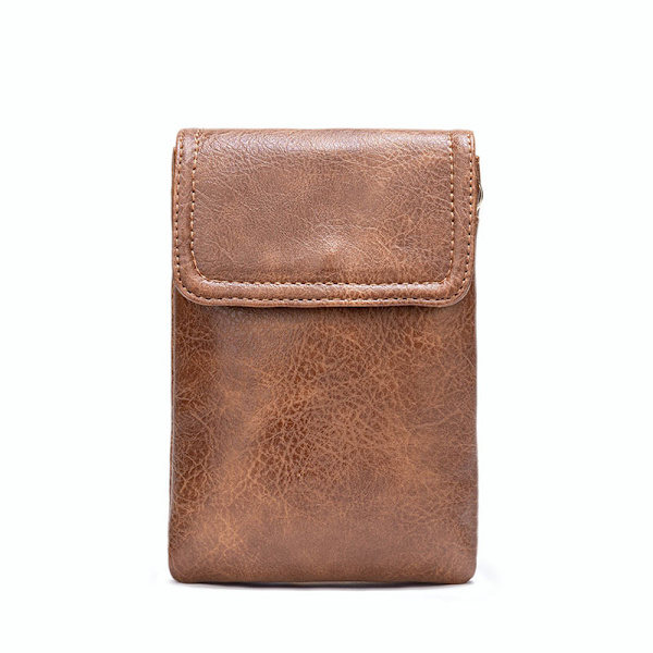 Karamellin värinen, kuumaa myyvä naisten nahkainen puhelimen crossbody-laukku, t