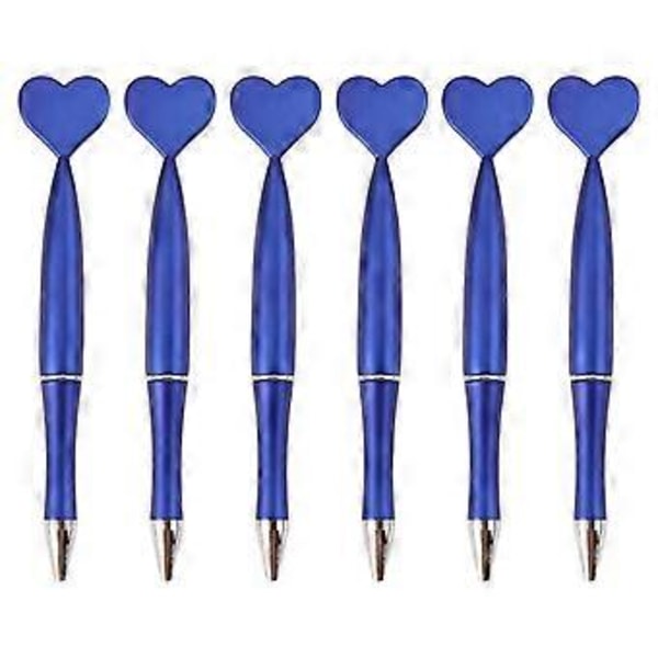 6 stk. Kuglepenne Hjerteformede Skrivepenne 1,0 mm Signaturpenne Journalføringspenne Bryllupspenne til Skolekontor Fest blå blue