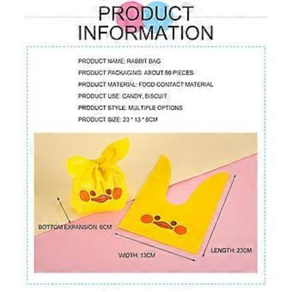50 stk. Påske slikpose Sød Kanin Snackpose Børns Slikpose Kiks Legetøj Snacks A-50pcs