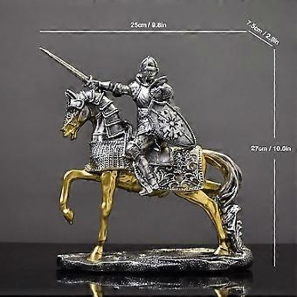 Ridder Hest Statue Resin Figur Skulptur til Kontor Entré Bogreol()