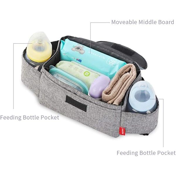 Baby Buggy Organizer Vagn Barnvagn Mugghållare Väskor Mamma Väska Uni