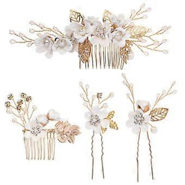 STOBOK 4 st Bröllop Brudhår Accessoarer Set Strass Hårkammar U-formade Hårnålar Pärlhårnålar