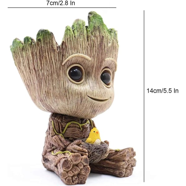 Dekorativ blomsterpotte med dreneringshull i form av Baby Groot fra