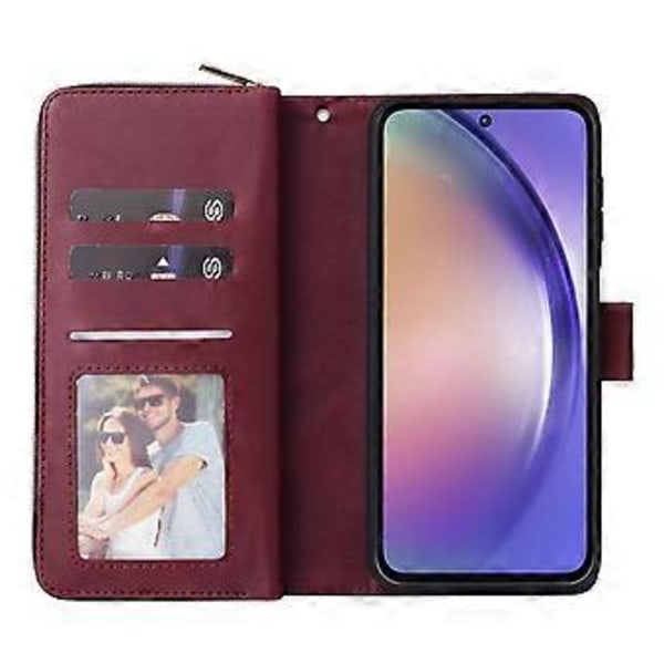 Til Samsung Galaxy A55 5G Etui Kortlommer Lynlås Læder Telefon Cover Style E