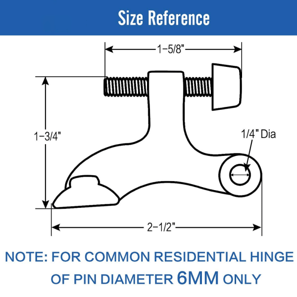 8 Pack Hinge Pin Black Door Stopper,Adjustable Deluxe Heavy Duty
