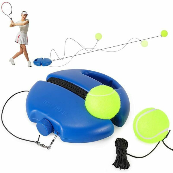 (blå) Tennis Trainer, Tennis Sæt med 1 Rebound Bolde, Selvbærende