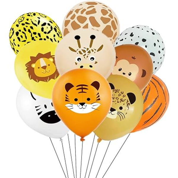 Jungle Wildlife Balloner - 10 12 tommer latex dyreballoner til j
