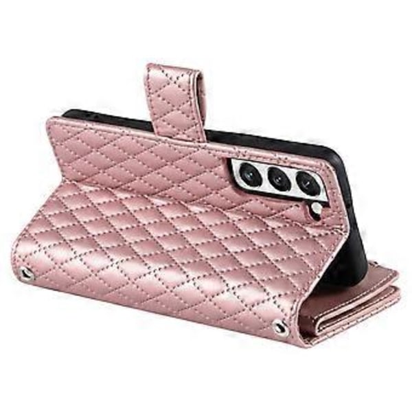 Style 012 til Samsung Galaxy S22 5G Etui Håndtaske Lynlåslomme Glitter Læder Telefon Cover Style D
