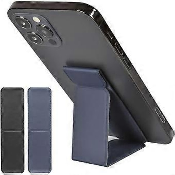 2 stk. sammenleggbar mobilholder av pastatype, kompatibel med iPhone, Samsung og de fleste smarttelefoner, nettbrett og andre enheter (blå+svart)
