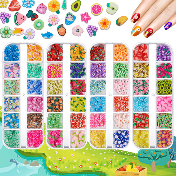 4 lådor nagelkit mix strass falska naglar prydnader DIY nagel dopp