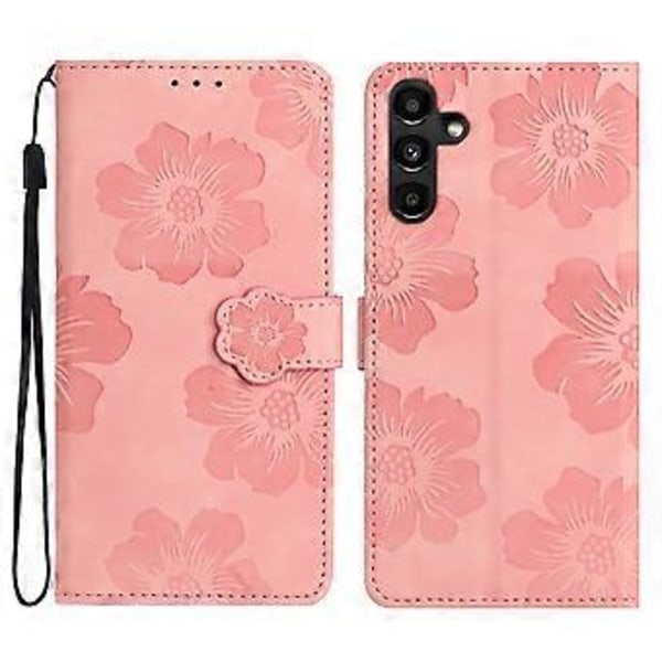 Til Samsung Galaxy S23 FE PU Læder Blomster Præget Telefon Cover Stødsikkert Stativ Wallet Cover Style C
