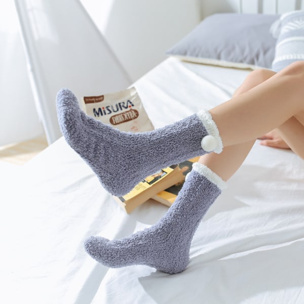 6 Par Damsockor för Kvinnor, Fuzzy, Fluffiga, Mjuka, Fleecefodrade