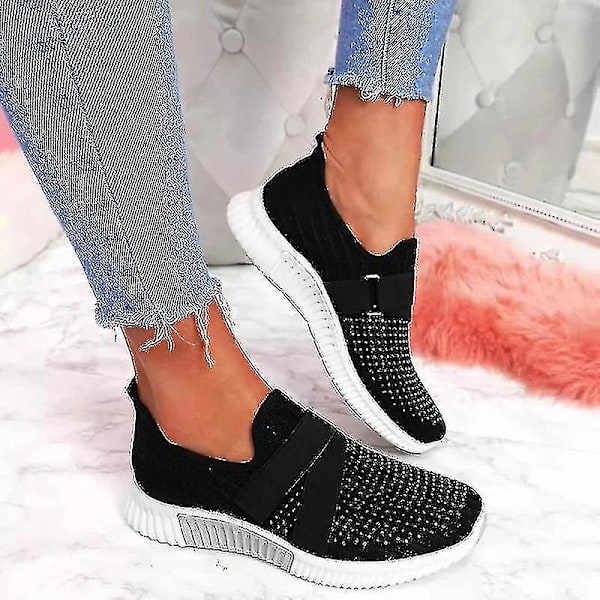 Slip-on Sko med Ortopædisk Sål Kvinders Mode Sneakers Platform Sneaker til Kvinder Vandresko.35.Sort