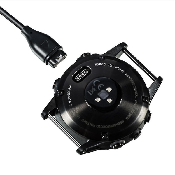 For Garmin Fenix 5/5s/5x/plus/6/6s/6x/pro Smartklokke Lader, Erstatning Usb Data Synkroniserings Ladekabel Ledning, Svart.