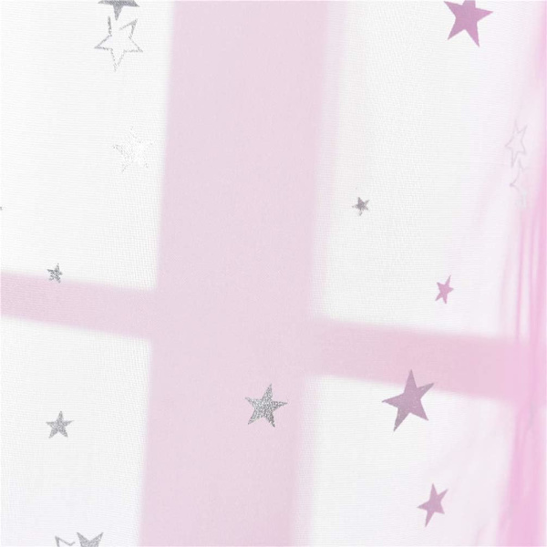 1 stk - 100 * 200 cm (rosa) Voile vindusgardin romantisk sølv
