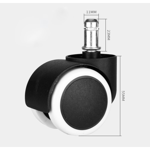 Sett med 5 hjul for harde gulv 11 mm, Hvit
