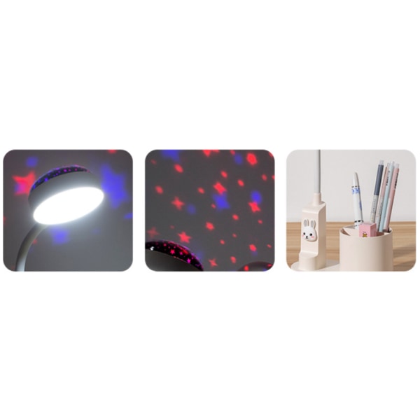 Hvid, børnebordlampe, skrivebordslampe med penneholder, Automati