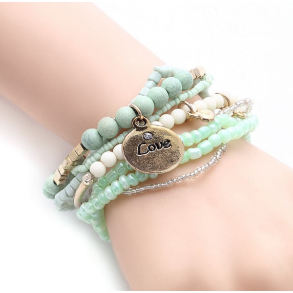 Bohemian Stackable Perle Armbånd til Kvinder Stretch Multilayered