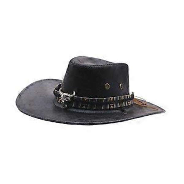 Western Cowboyhatt Stor Brem Jazz Topphatt for Menn Cosplay Kostyme Tilbehør Rekvisitter (Svart)