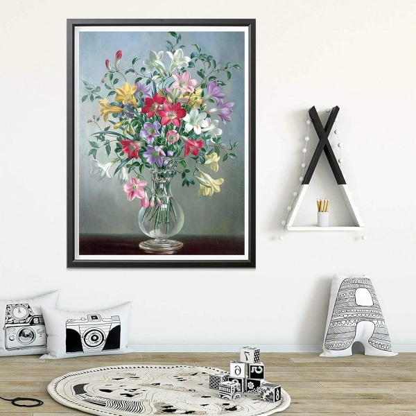 30x40 cm 5D timanttimaalaus Aamun kunnia -maljakko, DIY timanttimaalaus
