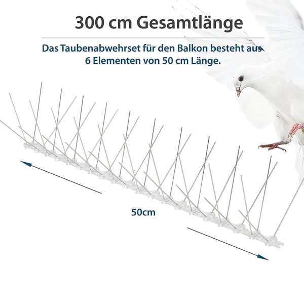 Anti Pigeon 3 meter rostfritt stål 4 rader spikar