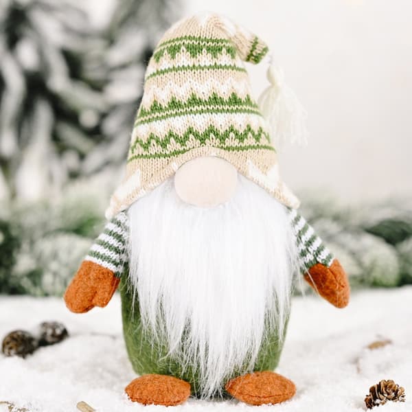 Set med 2 julgransprydnader i form av tomtar med handgjorda jultomtar och Rudolf-prydnader – Perfekta presenter till vänner