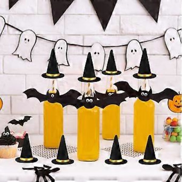 8 kpl Pieni koriste Noitahatut Naiset Mustat Juhlahatut Noitakoristeet Halloween-juhlatarvikkeet