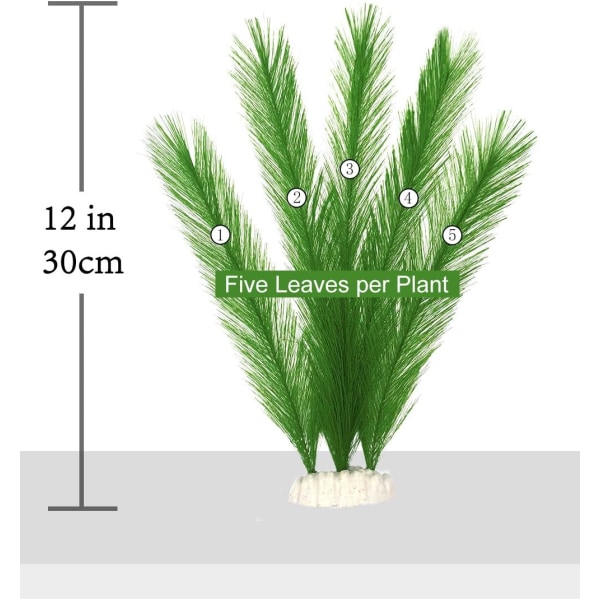 3 stk. Akvarie Kunstig Grøn Vandplante lavet af Silke