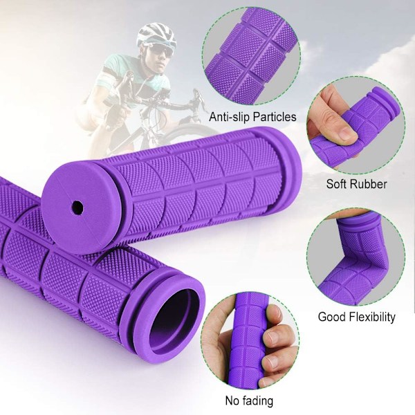 (Lilla), 120 mm, par ergonomiske skridsikre bløde gummicykelgreb