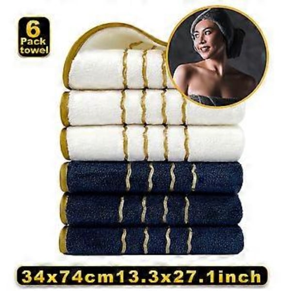 6-delt Håndklesett Velvet Spun Svært Absorberende Mykt Badehåndkle Egnet For Baderom Spa Gym C