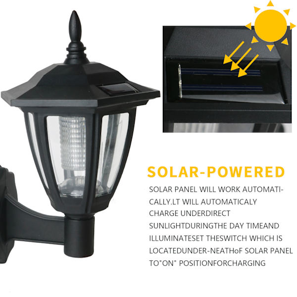 Musta Retro LED Aurinkolämpölyhty - Moderni Ulkokoriste [Energialuokka