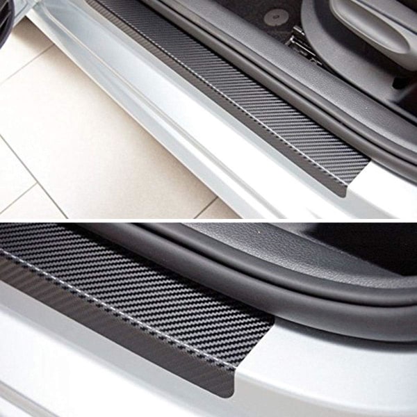 4 stk Anti-ridse bildørsmærkater, Universal 3D Carbon Fiber D