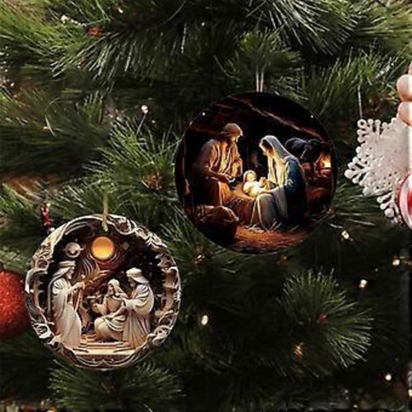 Handgjord Julkrubba Ornament i Akryl Detaljerad Julkrubba Hängande Ornament för att Lägga till Julstämning i Ditt Hem 9