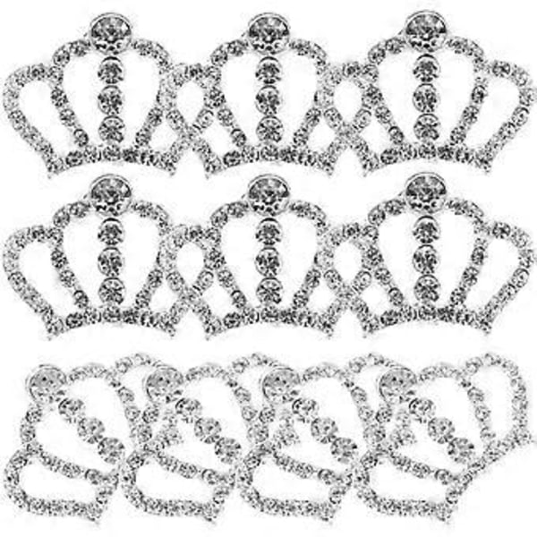 10 stk. Kroneform Rhinestone Pynt til Håndverk Mobiltelefon Dekor (Sølv)