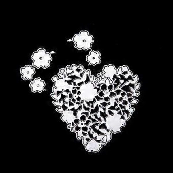 Hjärta Blomma Metall Skärande Dies Stencil DIY Scrapbooking Album Stämpel Papperskort Silver