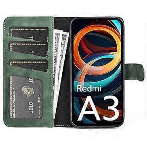 Til Xiaomi Redmi A3/Poco C61 4G Wallet Case PU Læder Farvesplejsning Stødsikkert Telefoncover Style E