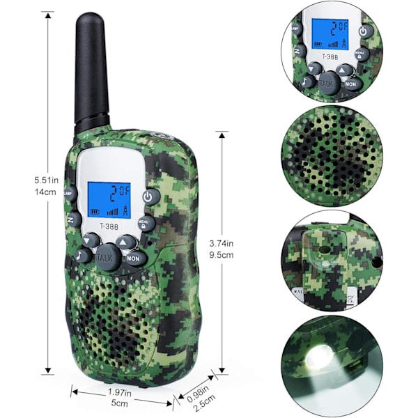 Blå Camouflage Walkie Talkie 3km Lang Rækkevidde, Udendørs Campingspil Bedste Gaver til Børn